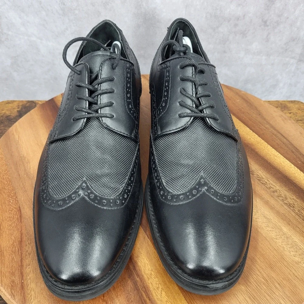 Express Oxford Shoes Mens 12 Black‎ Faux Leather Wingtip Dress Shoes